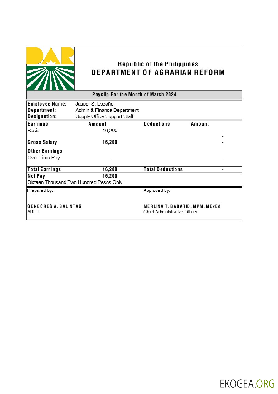 Modèle de fiche de paie du Département de la réforme agraire des Philippines aux formats Excel et PDF.pdf, 1